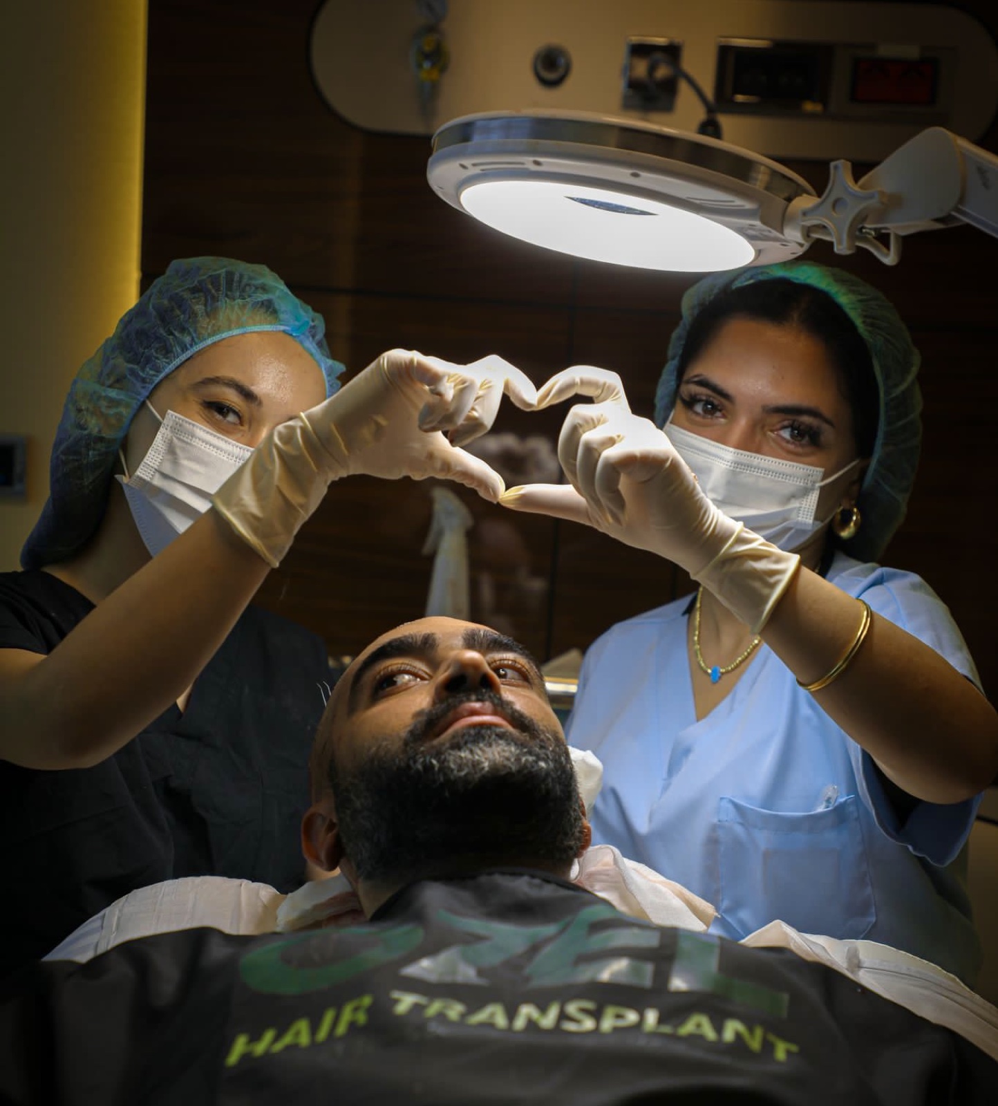 OZEL hair transplant team in Istanbul caring for a male patient before his procedure