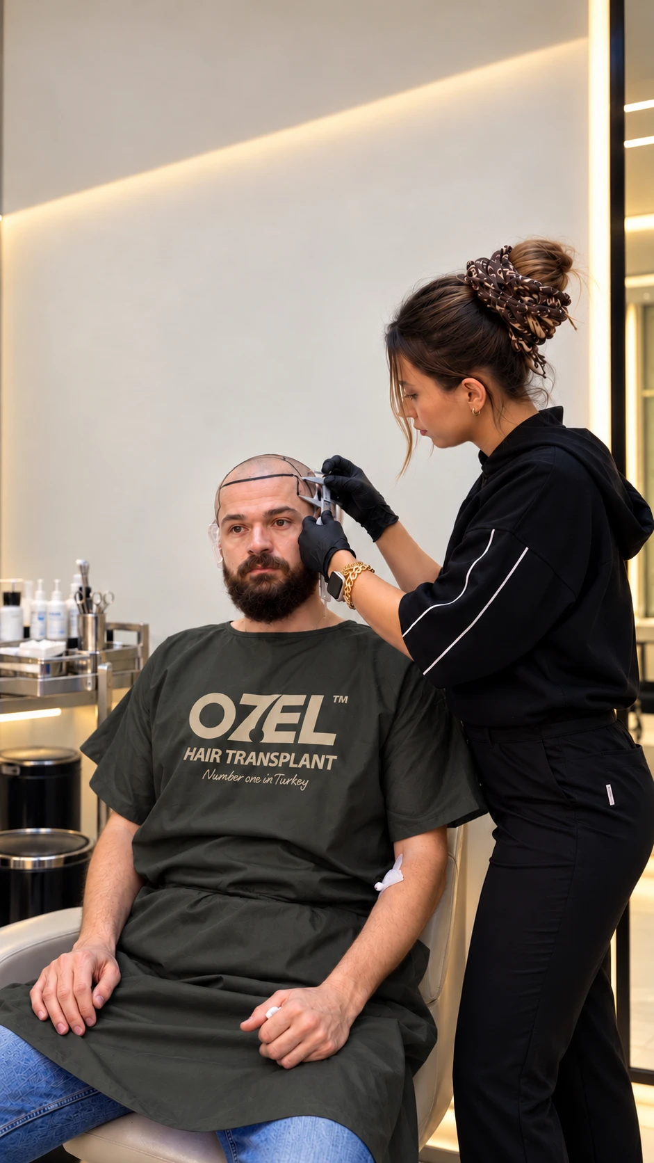 Hairline design: measuring from the brow